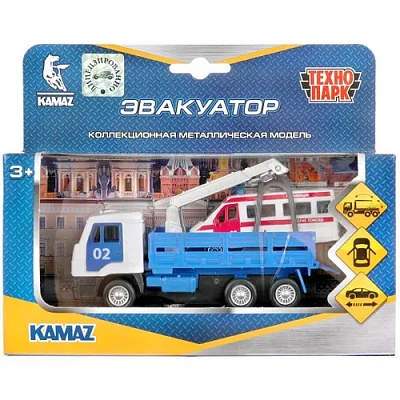 Машина металл KAMAZ ЭВАКУАТОР, 12 см, дв., подв.дет., инерц.+скорая 7,5 см Технопарк