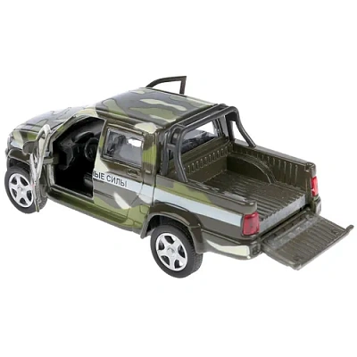 ТМ Технопарк. Машина металл "UAZ PICKUP ВОЕННЫЙ", длина 12 см, откр дв, багаж, инерц.