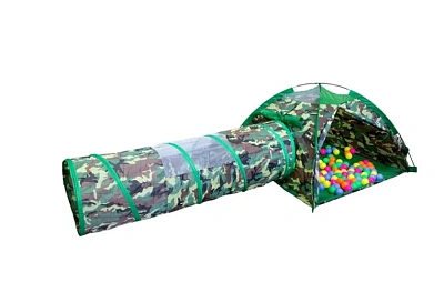 Палатка детская с туннелем  (шарики (100 шт.) в комплекте)