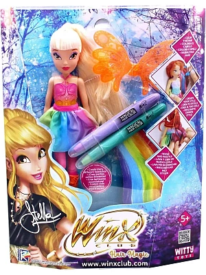 Шарнирная кукла Winx Club "Hair Magic" Стелла с крыльями и маркерами (2 шт.),  24 см,