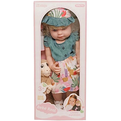 Кукла 55 см в разноцветных платье и шляпке с плюшевой обезьянкой, в коробке
