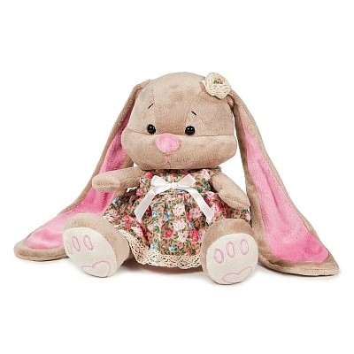 Мягкие Игрушки Зайка Лин в летнем платье с цветочком на голове 25 см.