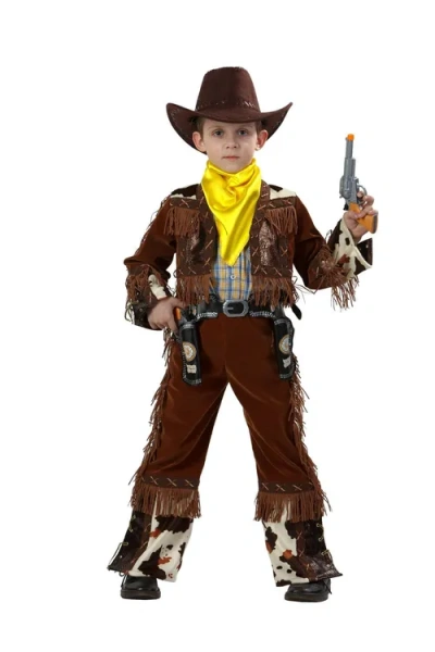 Костюм карнавальный для мальчика «КОВБОЙ» (Куртка, брюки, косынка, шляпа) Зв.маскарад р.146-72