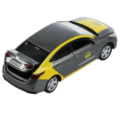 Машина металл HYUNDAI SOLARIS КАРШЕРИНГ 12 см, двери, багаж, инерц, в кор. Технопарк