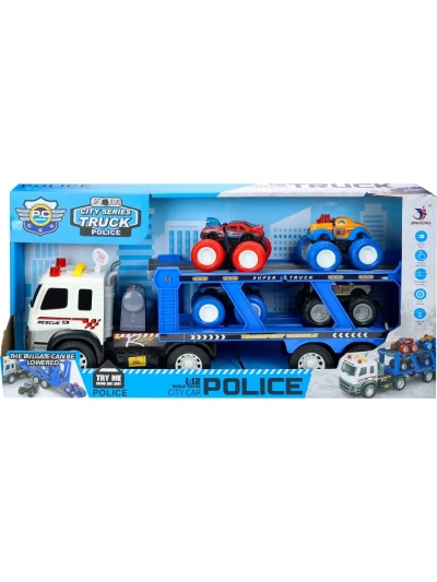 Автовоз инерционный 46 см,(машинки 4 шт.),свет,звук,бат.3*LR44 в к-те, микс,в коробке