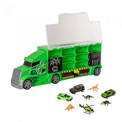 Автоперевозчик Dino с транспортными средствами и динозаврами 