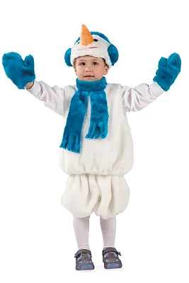 Костюм карнавальный для мальчика "Снеговик" (Головной убор, жилет, шорты, рукавицы)  р.110-56