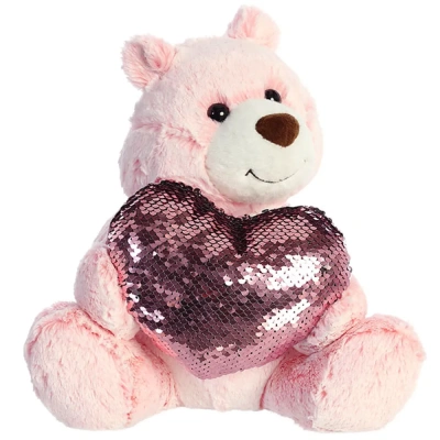 AURORA Игрушка мягкая Медведь Большое сердце роз. 30 см