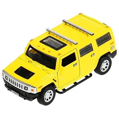 Машина металл "hummer h2" 12см, открыв. двери, инерц., желтый в кор. Технопарк