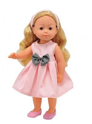 Кукла, тм Dimian, 40 см, розовое платье, изготовлена из ПВХ, глаза закрываются, 