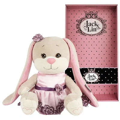 Мягкая Игрушка Jack&Lin, Зайка в Вечернем Розовом Платье, 25 см, в Коробке