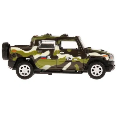 Машина металл HUMMER H2 PICKUP КАМУФЛЯЖ 12 см, двери, багаж, инерц, кор.