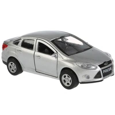 Машина металл FORD Focus 12см, инерц., открыв. двери, цвет серебристый в кор. Технопарк