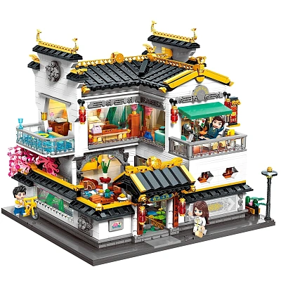 Конструктор QMAN "Китайский квартал: Дом в восточном стиле" (2826 дет., 4 фигурки, свет) 