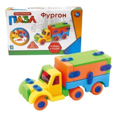 1toy конструктор-пазл Фургон,51 дет.,кор.16х11х4см