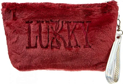 Lukky косметичка плюш.плоская с лого LUKKY,красная,22х14 см,пакет,бирка