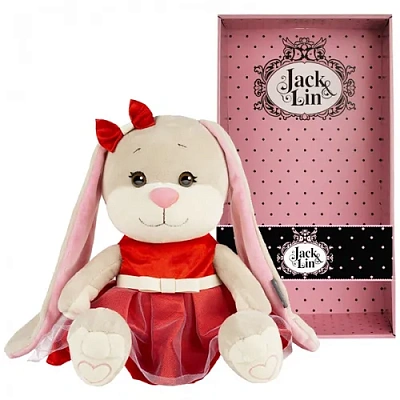 Мягкая Игрушка Jack&Lin, Зайка в Нарядном Красном Платье, 25 см, в Коробке
