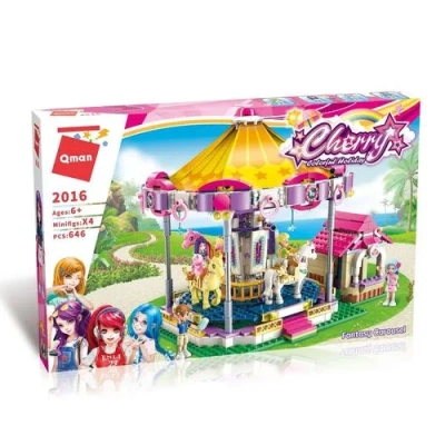 Конструктор QMAN «Розовый мир: Карусель в парке» (646 дет.)