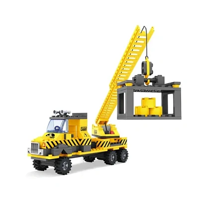 Конструктор пластмассовый AUSINI, "Строители: Автокран с выдвижной лестницей" (191  деталь)