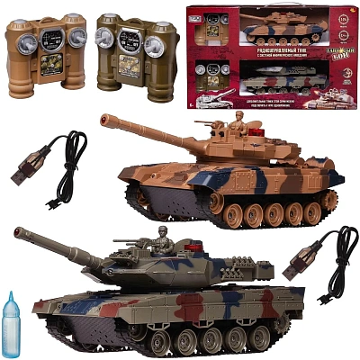 Танковый бой р/у, в наборе: 2 танка (Т90 и Леопард), звуковые и световые эффекты