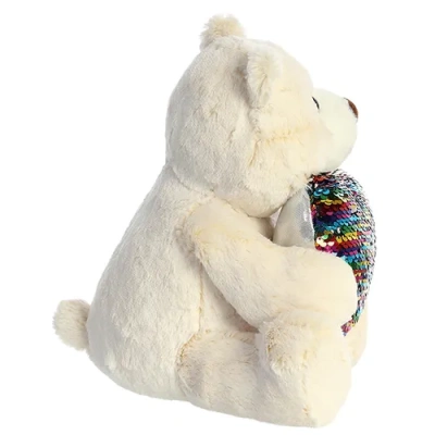AURORA Игрушка мягкая Медведь Большое сердце крем. 30 см