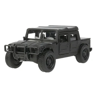 Машина металл Hummer H1 пикап черный 12см, открыв. двери, инерц. в кор. Технопарк