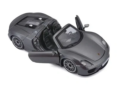 Машинка die-cast Porsche 918 Spyder, серая, открывающиеся двери