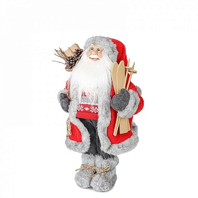 Новый Год Дед Мороз Maxitoys в Красной Шубке с Лыжами и Подарками, 30 см