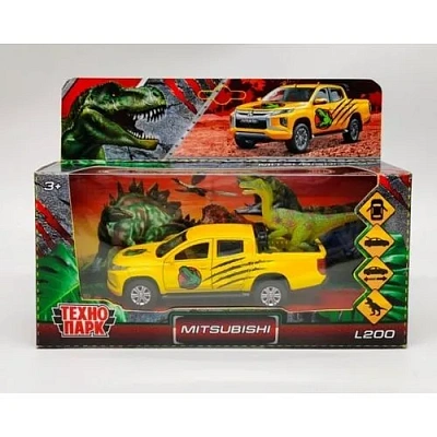  Машина металл MITSUBISHI L200 ДИНОЗАВРЫ 13 см, двер, баг, ин, динозавр,