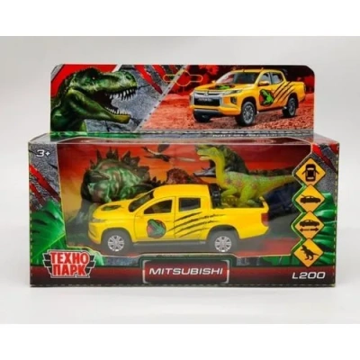  Машина металл MITSUBISHI L200 ДИНОЗАВРЫ 13 см, двер, баг, ин, динозавр,