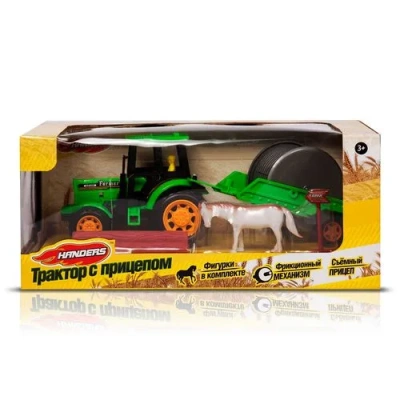 Фрикционная игрушка Handers «Трактор с прицепом: Укладка кабеля» (25,5 см, животн., аксесс.)