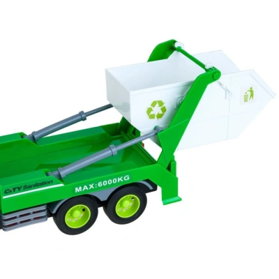 Машинка 1:16 «Мусоровоз с контейнером», пластмассовая инерционная, со звуковыми и световым эффектом