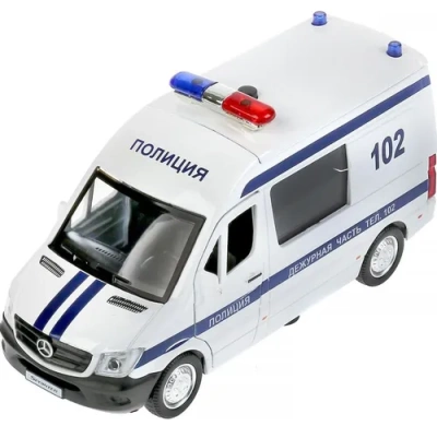 Машина «mercedes-benz sprinter полиция» 14см, открыв. двери, инерц. в кор Технопарк