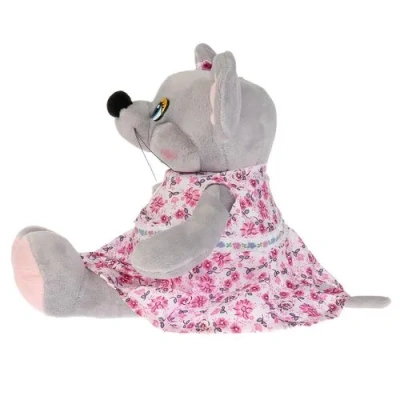 Игрушка мягкая Мышка платье в цветочек 16см, муз. чип в пак. Мульти-пульти