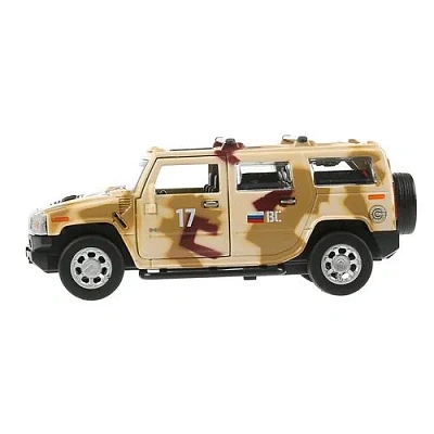 Машина металл “hummer h2 камуфляж“ 12см, откр.двери, инерц., песочный в кор. Технопарк