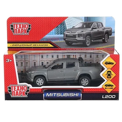 Машина металл MITSUBISHI L200 PICKUP матовый серый 13 см, двери, багаж, кор