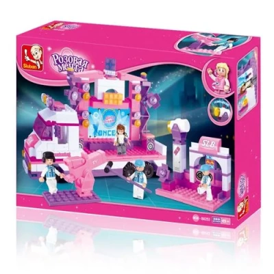 Конструктор пластмассовый Sluban «Розовая мечта: Гастрольный тур» (дискотека на колёсах, автомобиль,