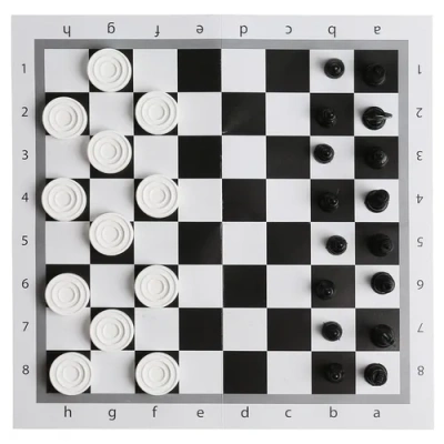 НАСТОЛЬНАЯ ИГРА «УМНЫЕ ИГРЫ» ШАХМАТЫ И ШАШКИ 2В1 В ПАКЕТЕ С ХЭДЕРОМ МАЛОГО ФОРМАТА