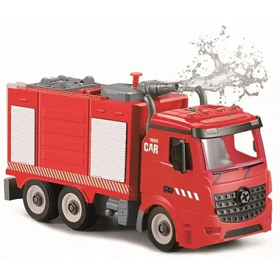 Пожарная машина-конструктор, фрикционная, свет, звук, вода, 1:12 Funky toys FT61115