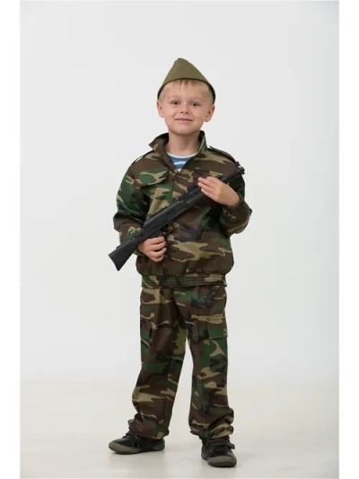 Карнавальный костюм «Разведчик» (куртка,брюки,пилотка) р.28