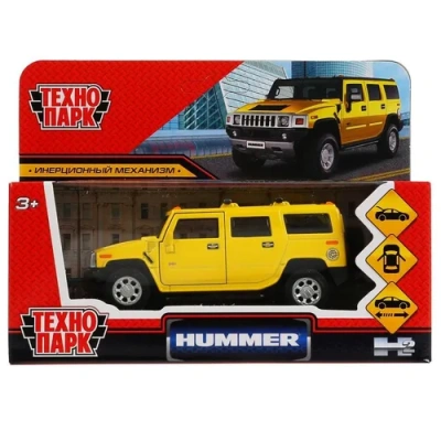 Машина металл «hummer h2» 12см, открыв. двери, инерц., желтый в кор. Технопарк