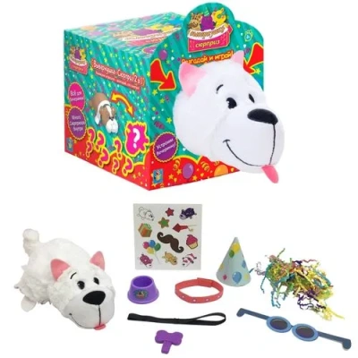 1TOY игр.наб. Вывернушка-Сюрприз 2-в-1 плюш.Хаски,аксесс-ры, 23х12х12 см