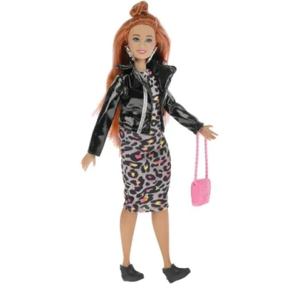 Кукла 29 см София сингл, plus size, в кожаной куртке, расческа, в коробке 