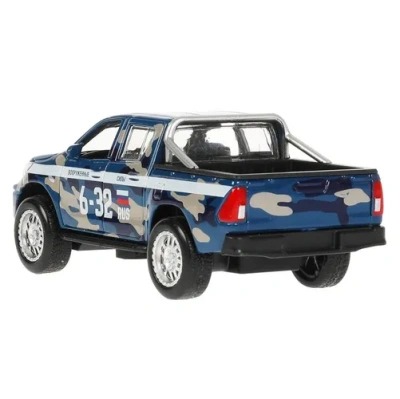 Машина металл свет-звук TOYOTA HILUX КАМУФЛЯЖ 12 см, двери, синий, в кор.