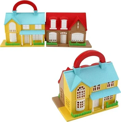 Дом кукольный, с мебелью и человечками, складной