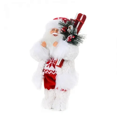 Новый Год Дед Мороз Maxitoys в Свитере со Снежинкой и Лыжами, 45 см