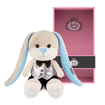 Мягкая Игрушка Jack&Lin, Зайчик Жак в Серебряной Жилетке и Брюках, 20 см, в Коробке