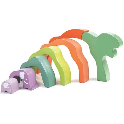 Развивающая игрушка 3 в 1 "На сафари со слонами" для малышей (пирамидка, пазл,)