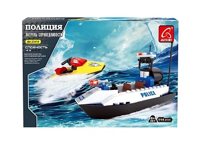 Конструктор пластмассовый AUSINI, "Патруль: Морская полиция" (114 дет.,фигур. челов.)