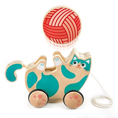 Игрушка для малышей каталка - погремушка  "Игривый котенок"